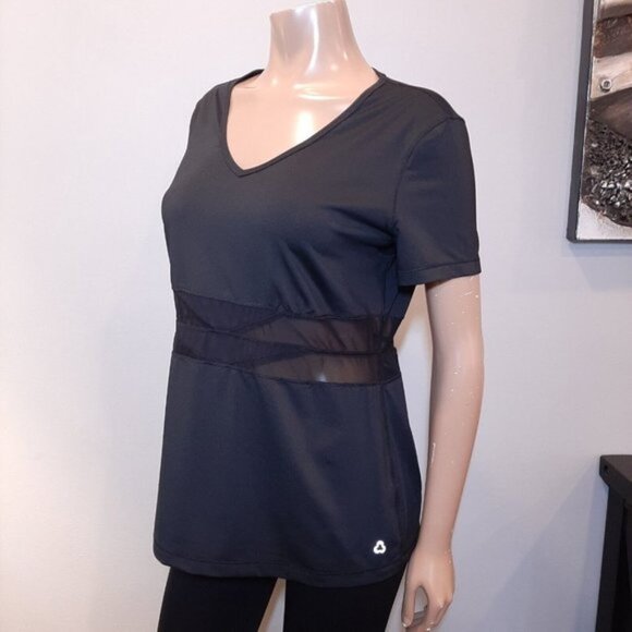 Titika Athletic Mesh TShirt Womens Size 10 Black Short Sleeve Sheer Fitted - Picture 6 of 9